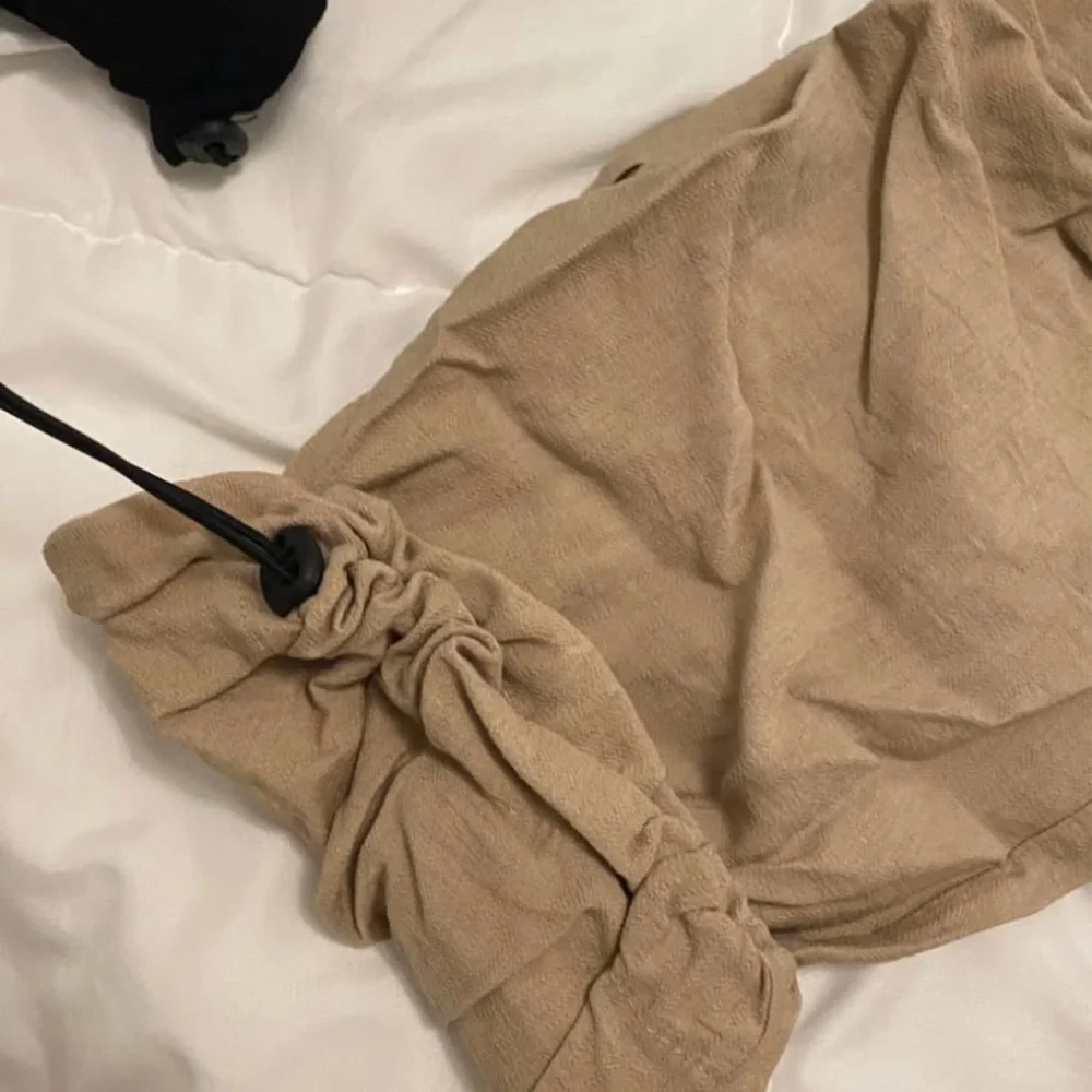 Tan Drawstring Parachute Pants - Picture 3 of 3